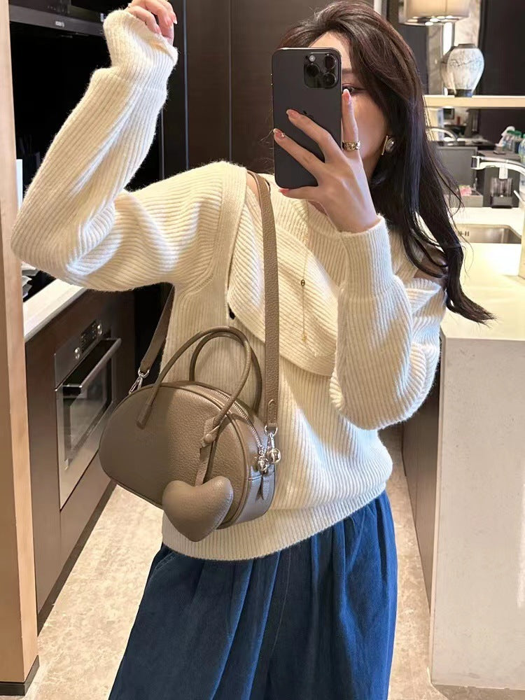 Bolso de mano 2024 para mujer, bolso cruzado de lujo con diseño de corazón, bolso sólido y conciso para mujer