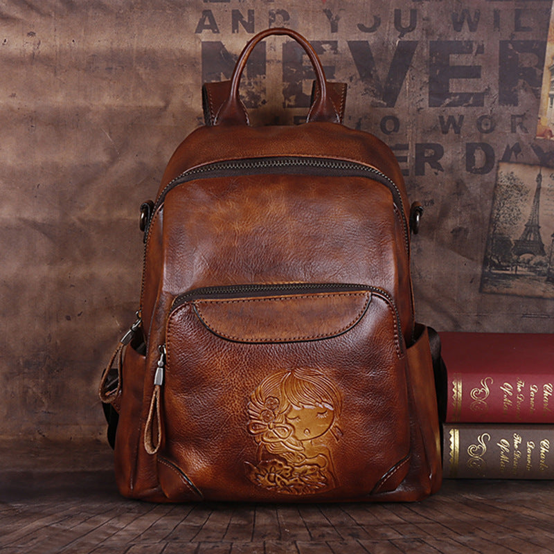 First Layer Leather Multi-purpose Retro Backpack