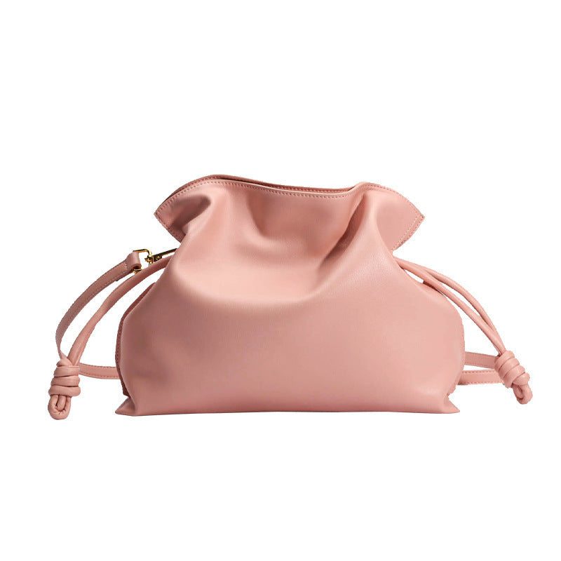 Bolso de mano de piel de vaca plisado de moda para mujer