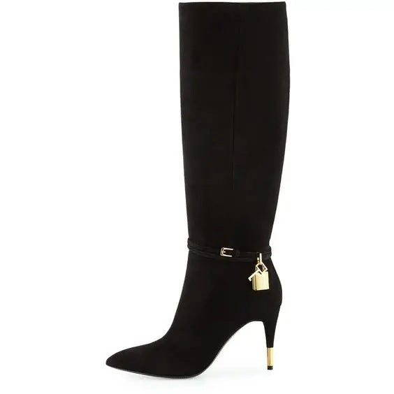 Simple Black Classic Long Boots Female