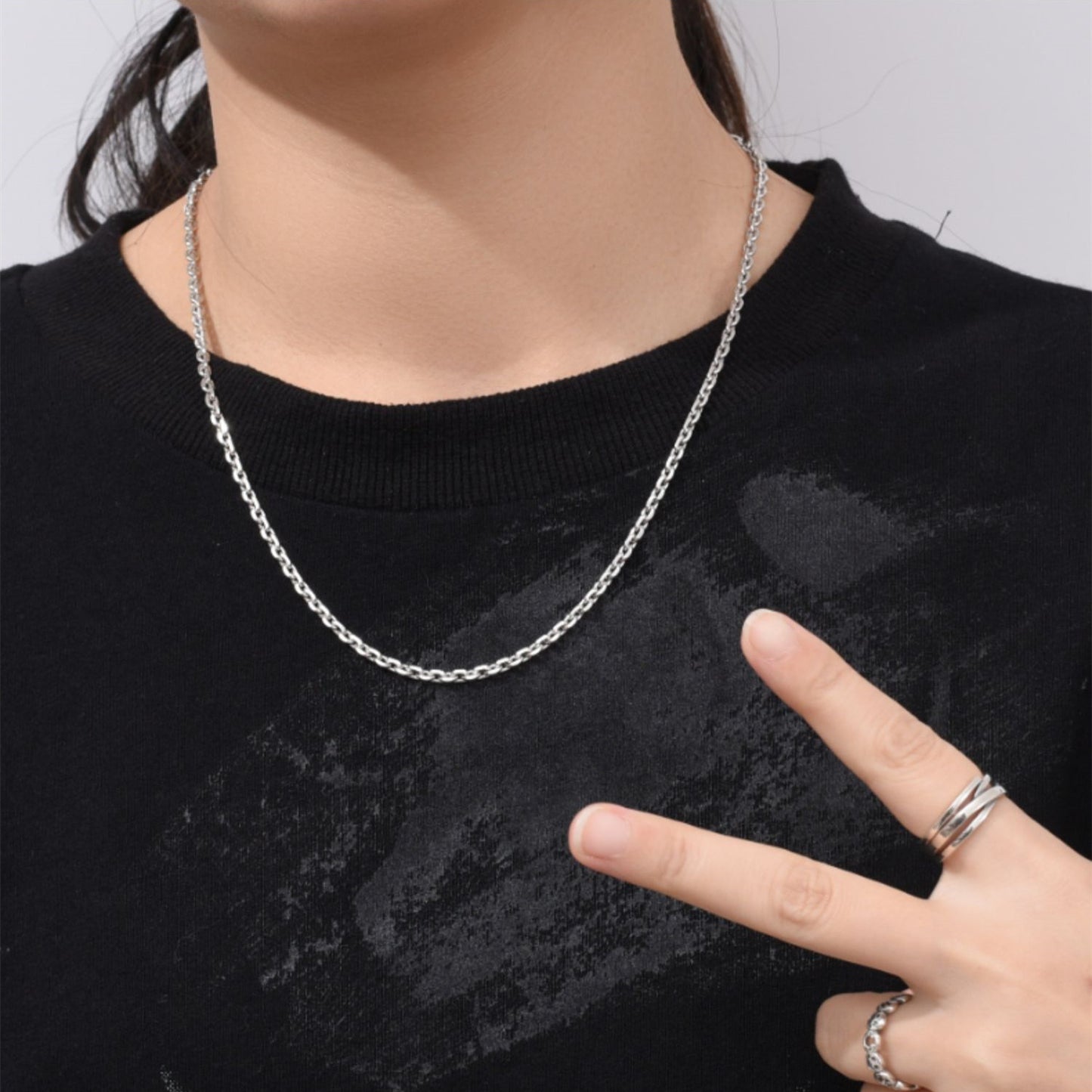 925 Sterling Silver Men's Cross Chain Thick Collarbone Necklace