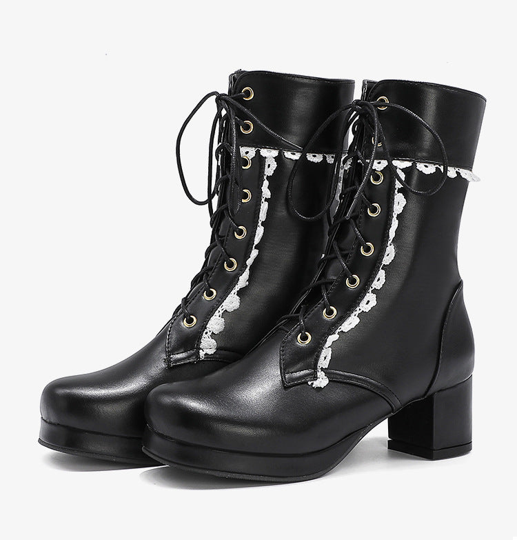 Lace-up Doc Martens With Lace Trim