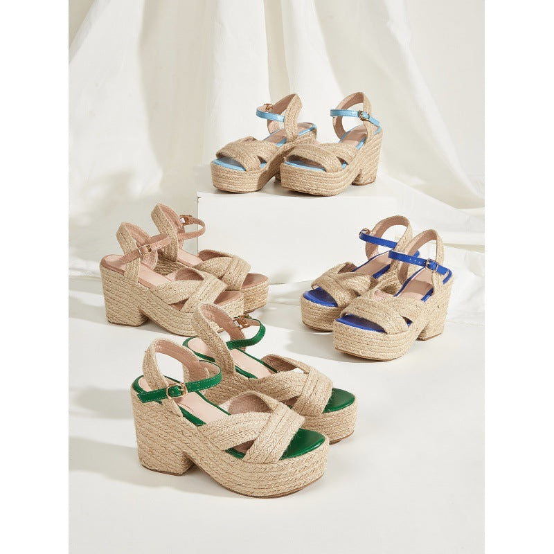 European And American Platform Wedge Hemp Rope Women's Sandals