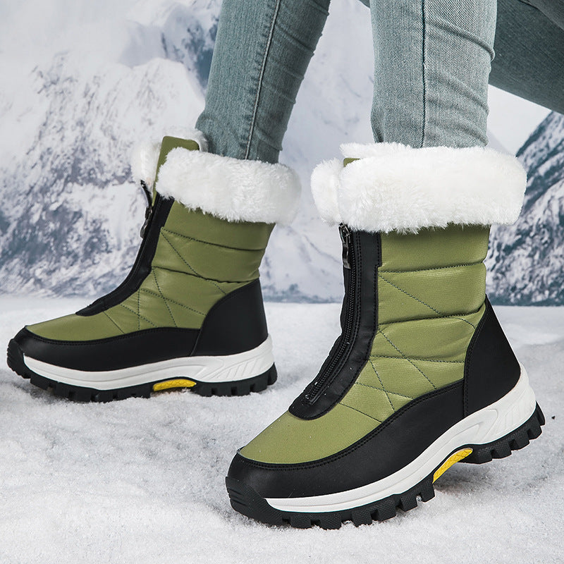 Botas de nieve para mujer, ligeras, con plataforma y cremallera, para el invierno, para mantener el calor, de felpa, para exteriores, de caña alta y gruesa, además de terciopelo