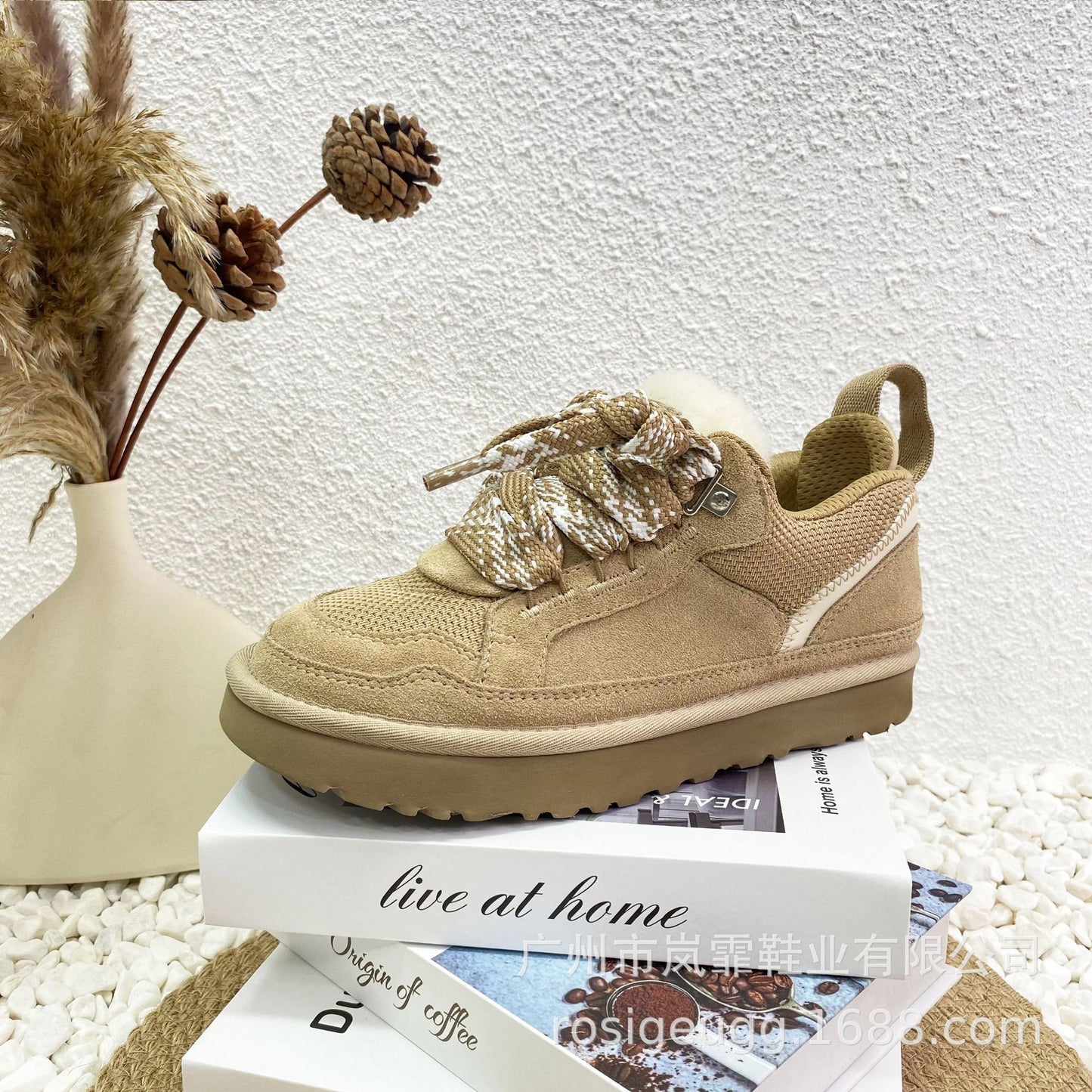 Zapatos de piel de oveja resistentes al desgaste y cálidos con cordones y nuevos patrones de otoño e invierno