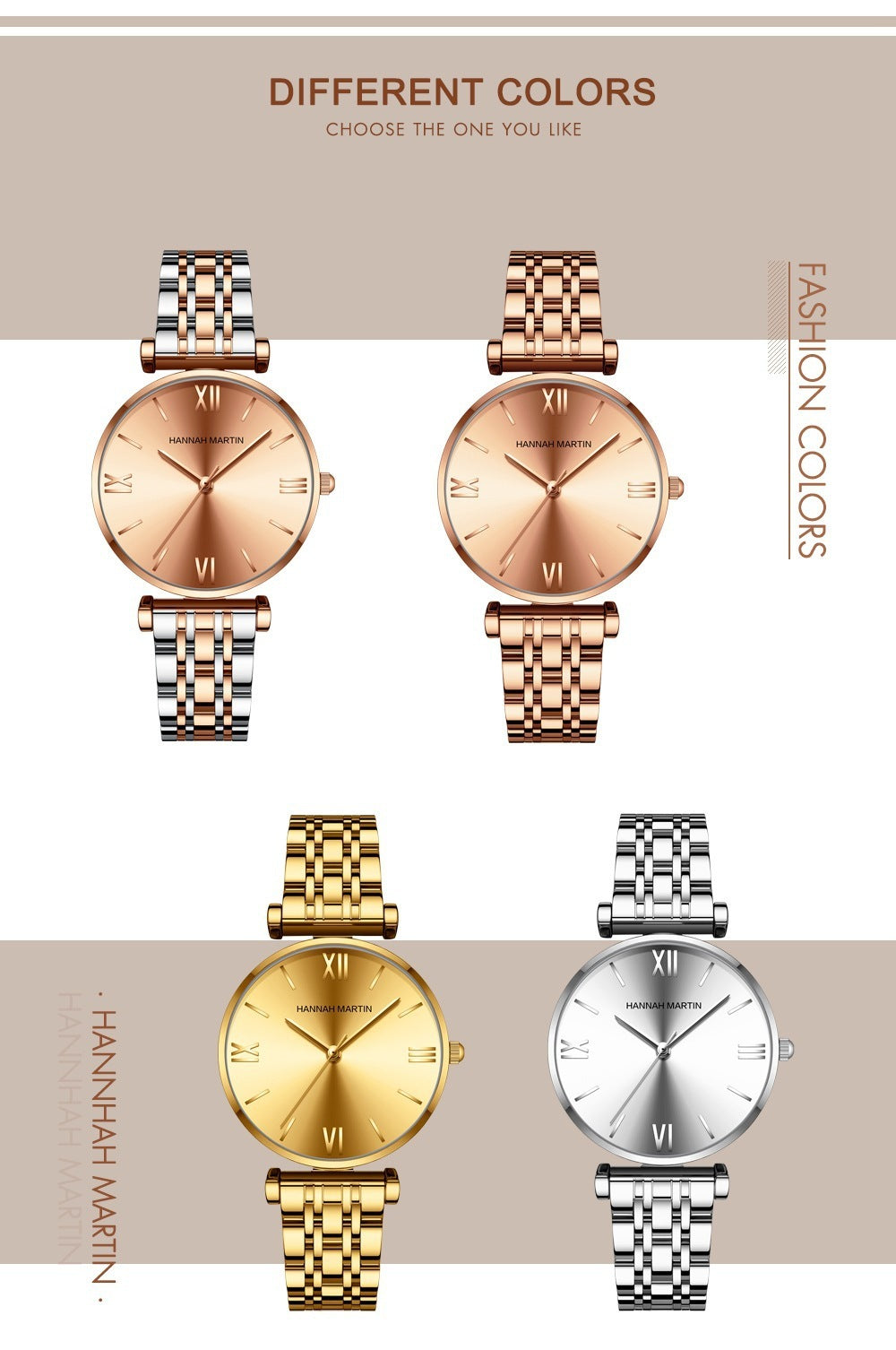 Reloj de mujer con correa de acero inoxidable macizo