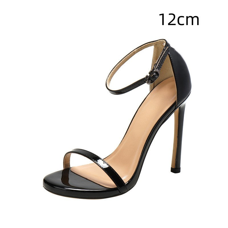 Women's Stiletto Heel Sandals With Buckle Strap