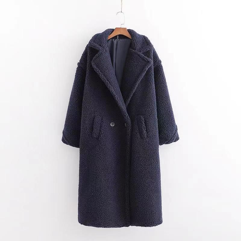 Women's Artificial Teddy Long-sleeved Thickened Thermal Long Coat