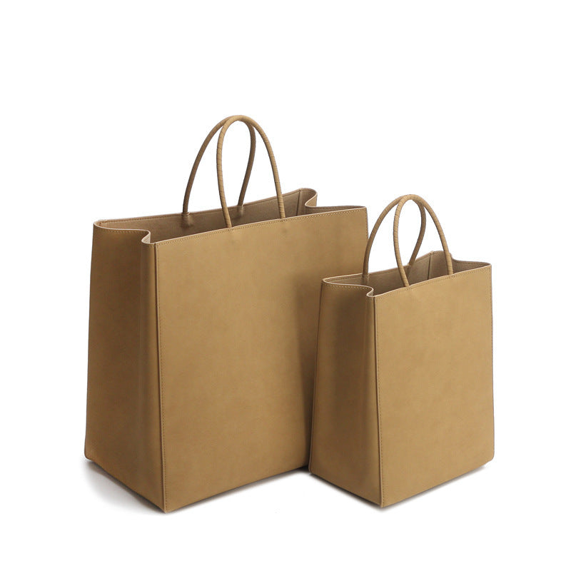 Kraft Paper Bag Leather Handbag