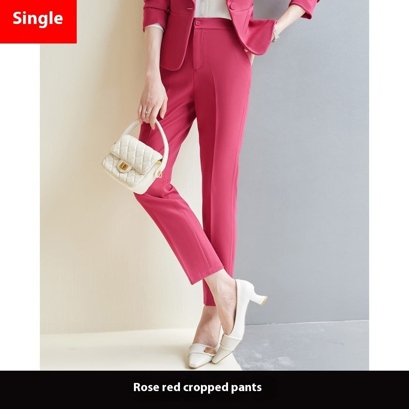 Rose Red Suit Lightly Mature High-end Temperament Business Wear Small Suit Interview