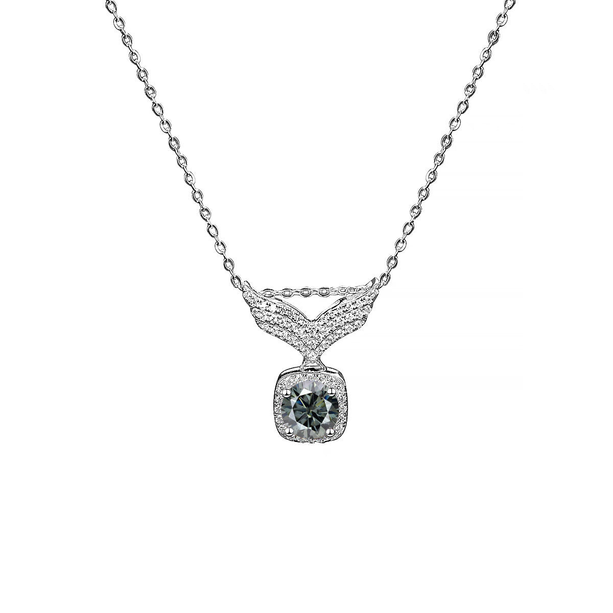 S925 Silver Angel Wings Moissanite Necklace