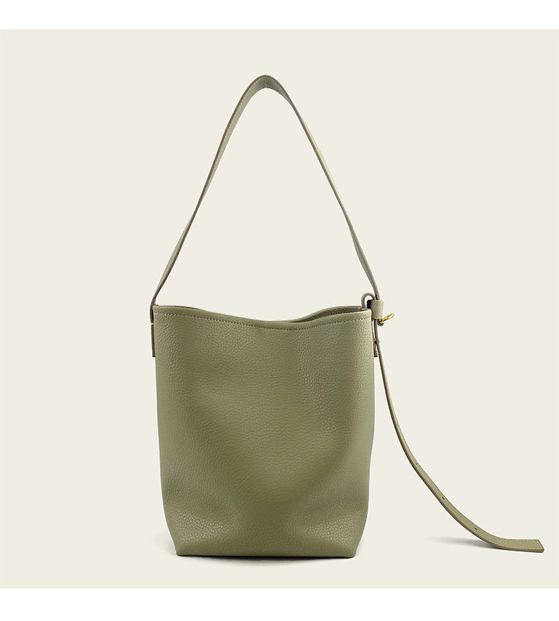 Fashion All-match Crossbody Special-interest Design Cowhide Bucket Bag