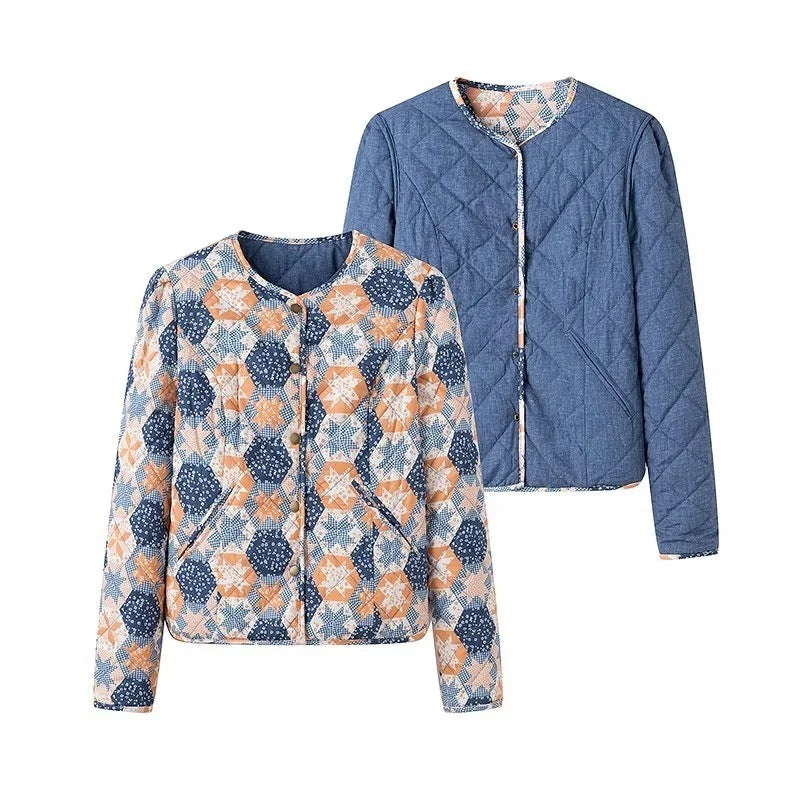 Women's Wear Print Cotton Jacket On Both Sides