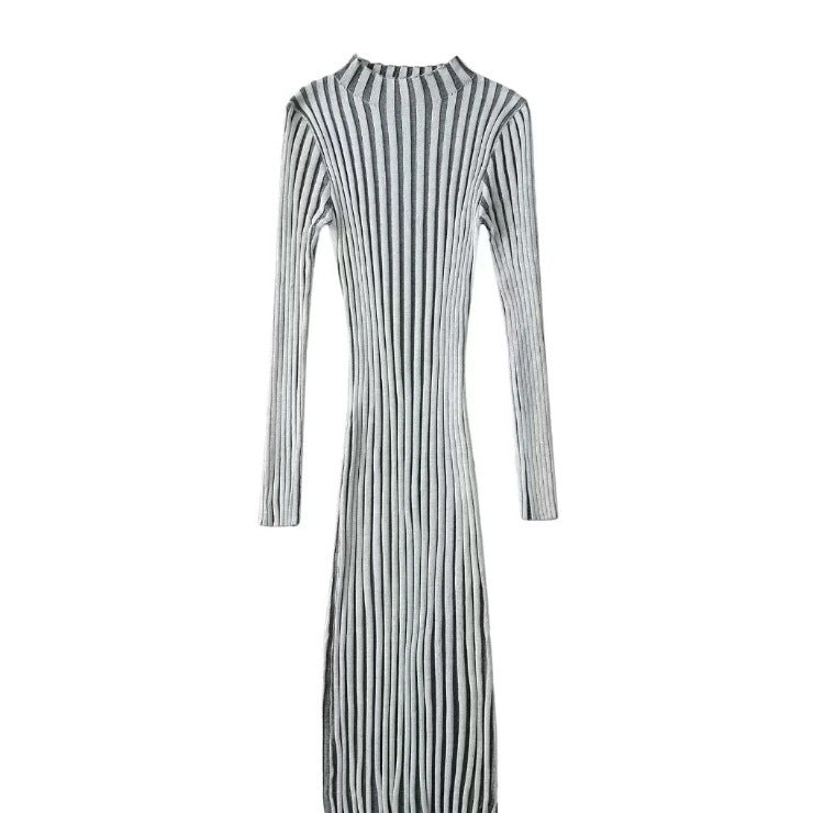 Women's Hot Girl Vertical Stripes Knitted Dress