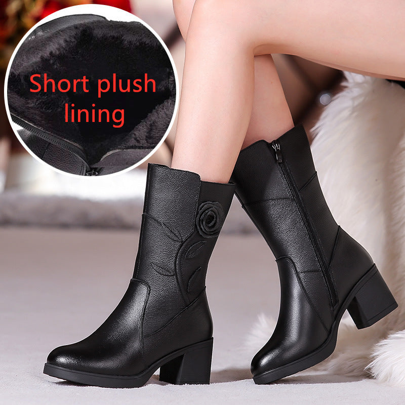 Winter Women's Medium Sleeve Plush Warm Cotton Boots