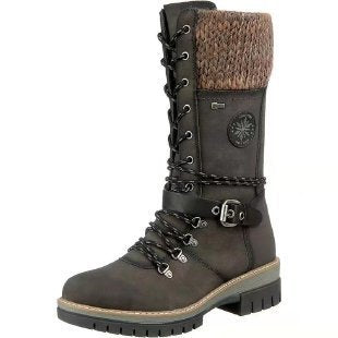 Botas Martin de invierno de tacón alto cuadrado con punta redonda y costura en talla grande