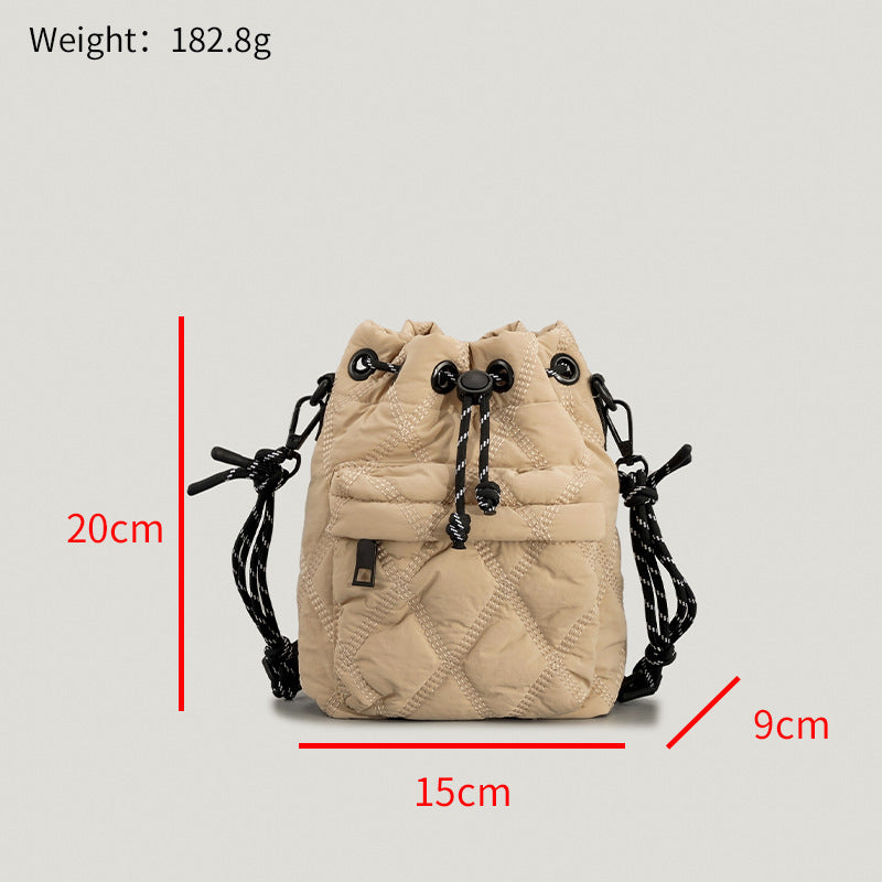 Cushion Cotton Women's Bucket Bag Niche Nylon Rhombus