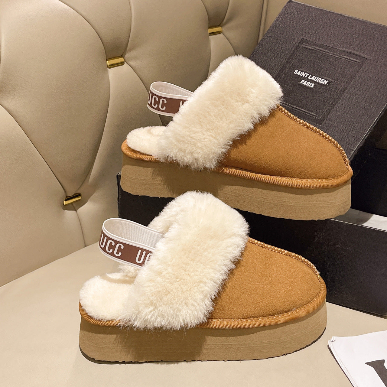 Fur Integrated Platform Snow Boots Toe Cap Non-slip