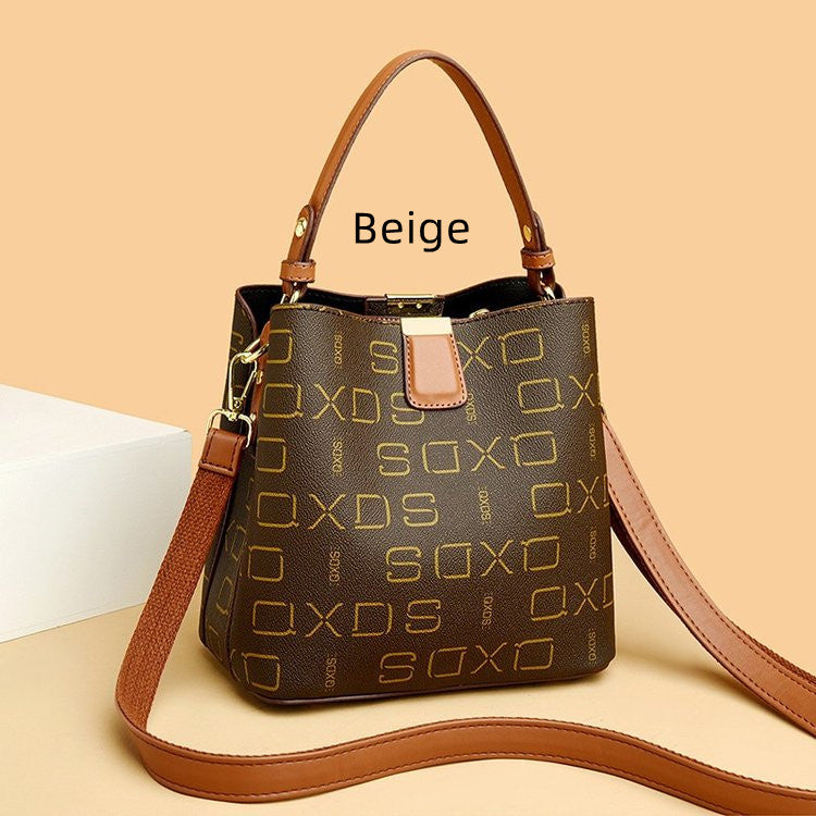 New Women's Alphabet Brown Rice Shoulder Bag Handbag