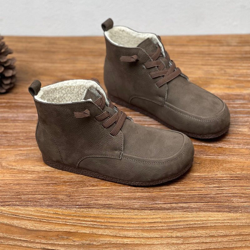 Wearing Soft Sole And Soft Face Handmade Single Boots, Frosted Leather Elastic Shoes