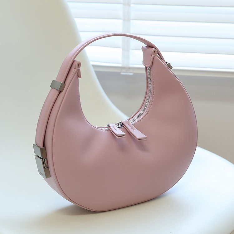 New Women's One-shoulder PU Zipper Hand-held Crescent Bag