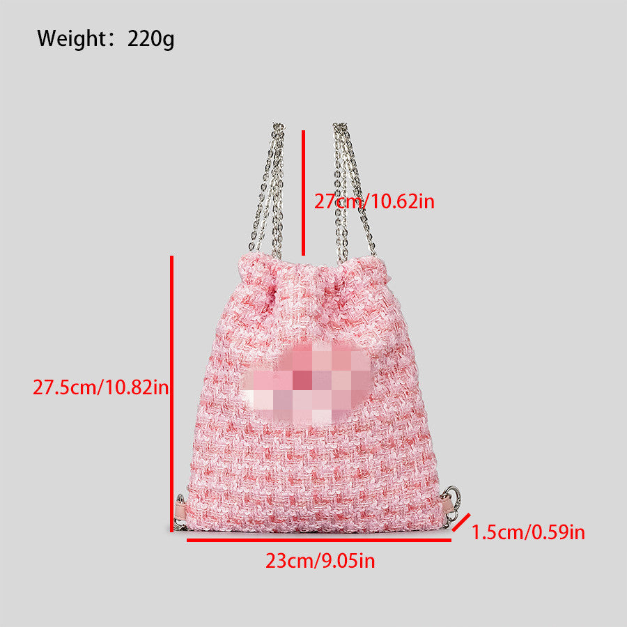 Classic Style Woolen Chain Backpack For Women