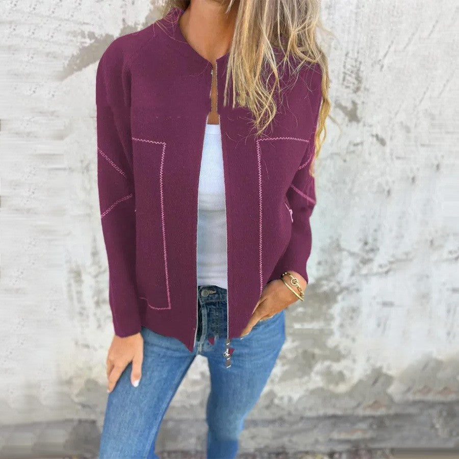 Women's Fashion Casual Round Neck Cardigan