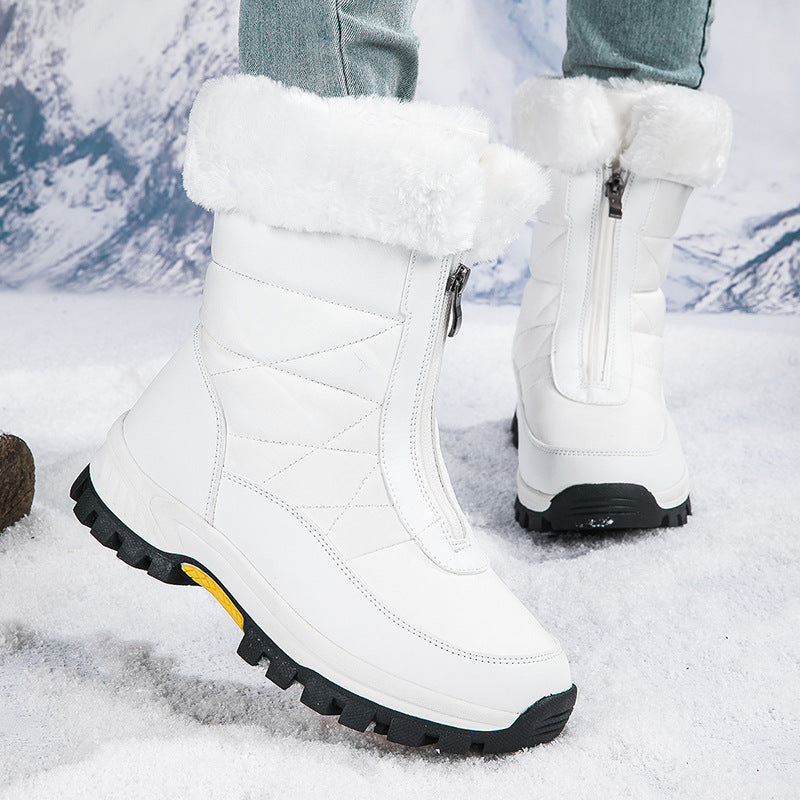 Botas de nieve para mujer, ligeras, con plataforma y cremallera, para el invierno, para mantener el calor, de felpa, para exteriores, de caña alta y gruesa, además de terciopelo