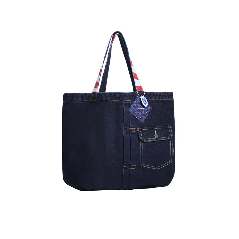 Bolso de mano para hombre con textura de mezclilla lavada