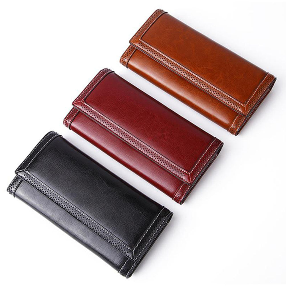 Women's Long Leather Wallet With Multiple Card Slots