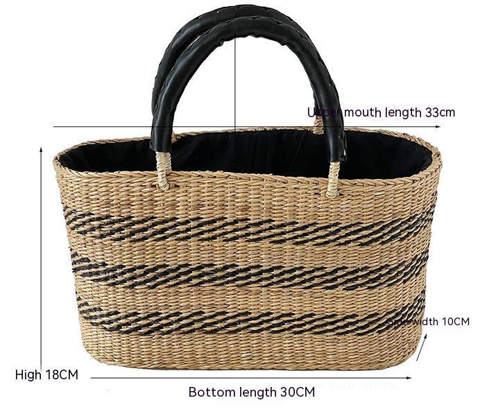 Handmade Woven Hollowed Straw Bag French Underarm