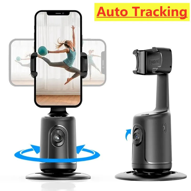 Cardán con seguimiento automático de rostro de 360 ​​grados, estabilizador inteligente con inteligencia artificial, soporte para teléfono con seguimiento automático de rostro para teléfonos inteligentes, video, vlogs, trípode en vivo