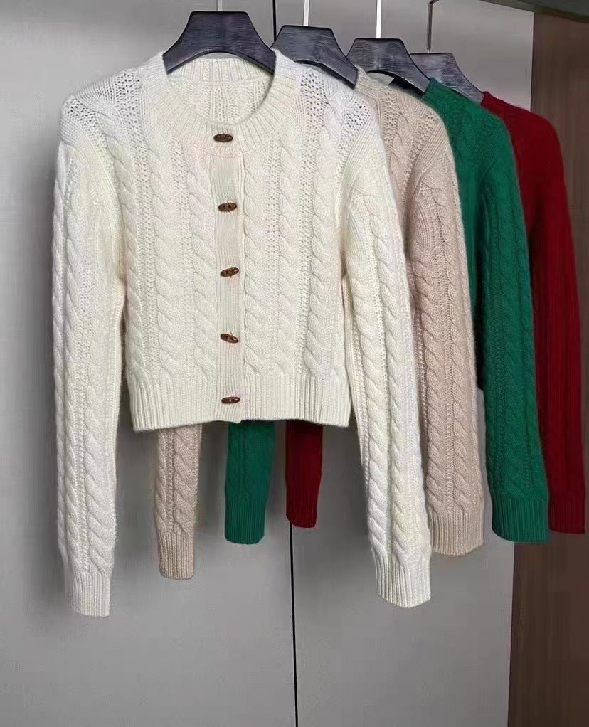 Women's Button Twist Cashmere Cardigan Sweater