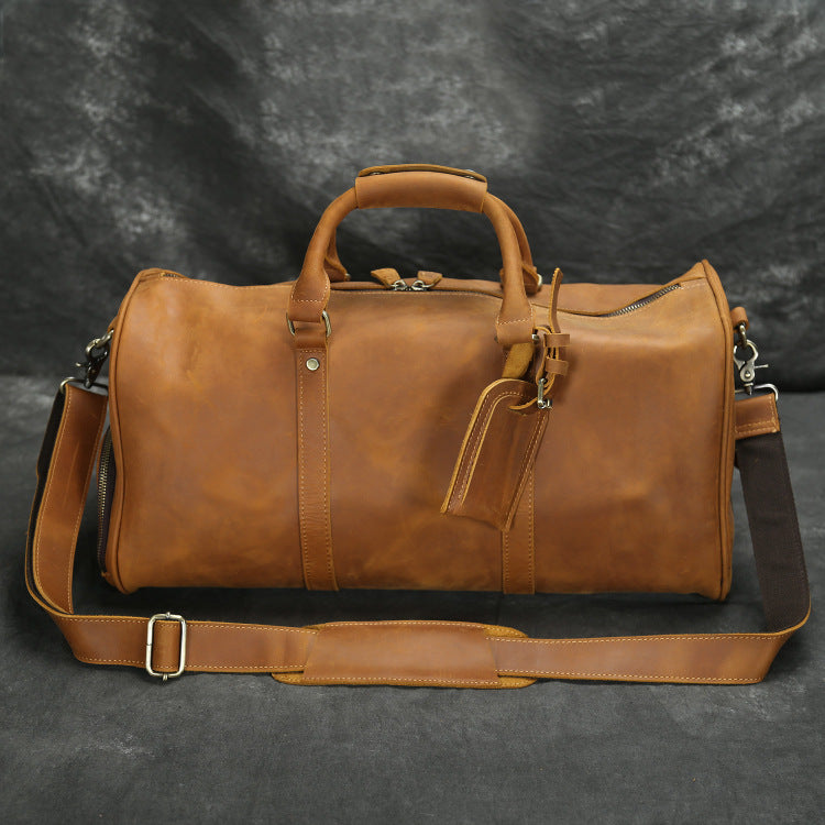 Bolso de viaje vintage de piel Crazy Horse de gran capacidad para hombre