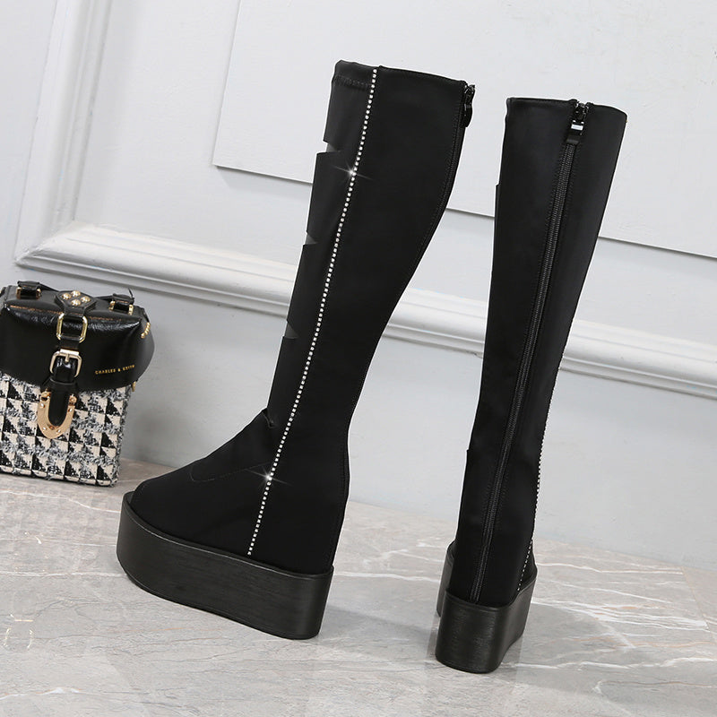 Women's Fashion Simple Fish Mouth Hollow Boots