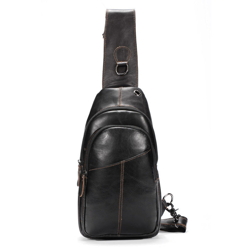 Bolso bandolera de cuero informal de moda para hombre