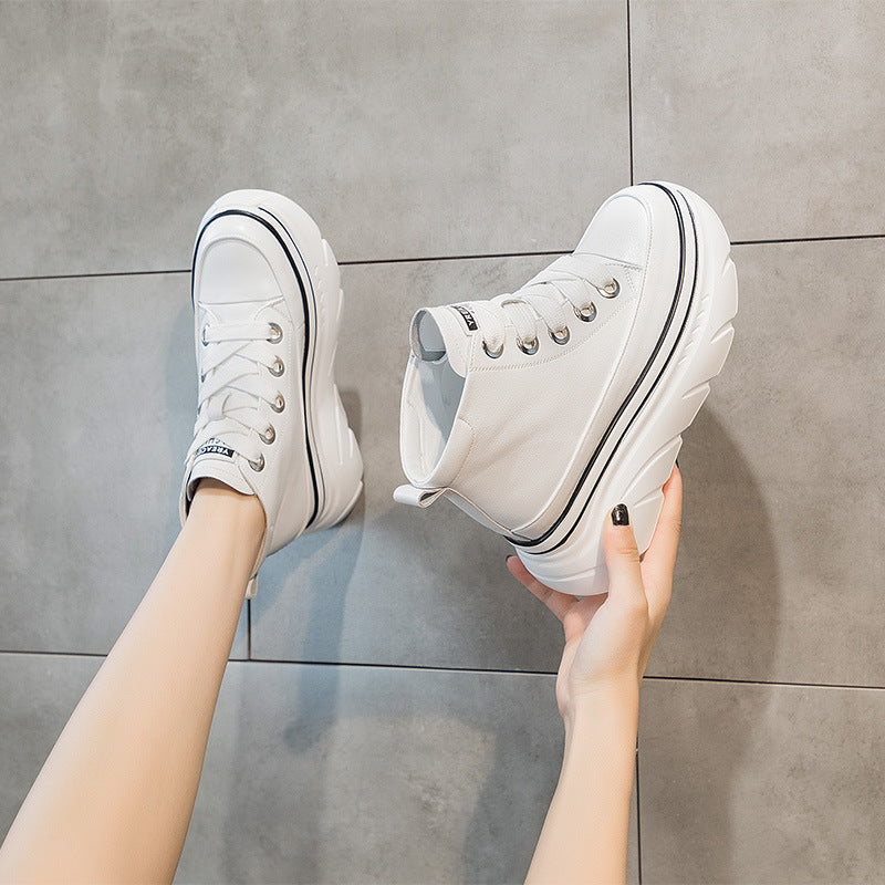 Platform High-top Shoes Casual Sports Skate Shoes All-match Height Increasing Insole Women's Shoes White Shoes