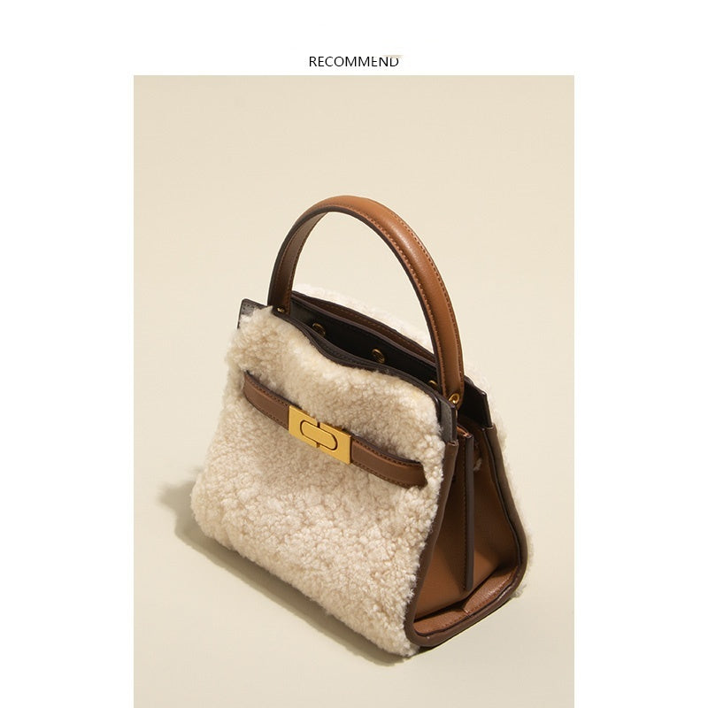 Lamb Wool Bag Autumn And Winter Fashion All-matching Women's Leather Plush Bag