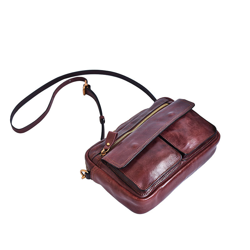 Niche Leather Women's Bag British Handsome Crossbody Bag