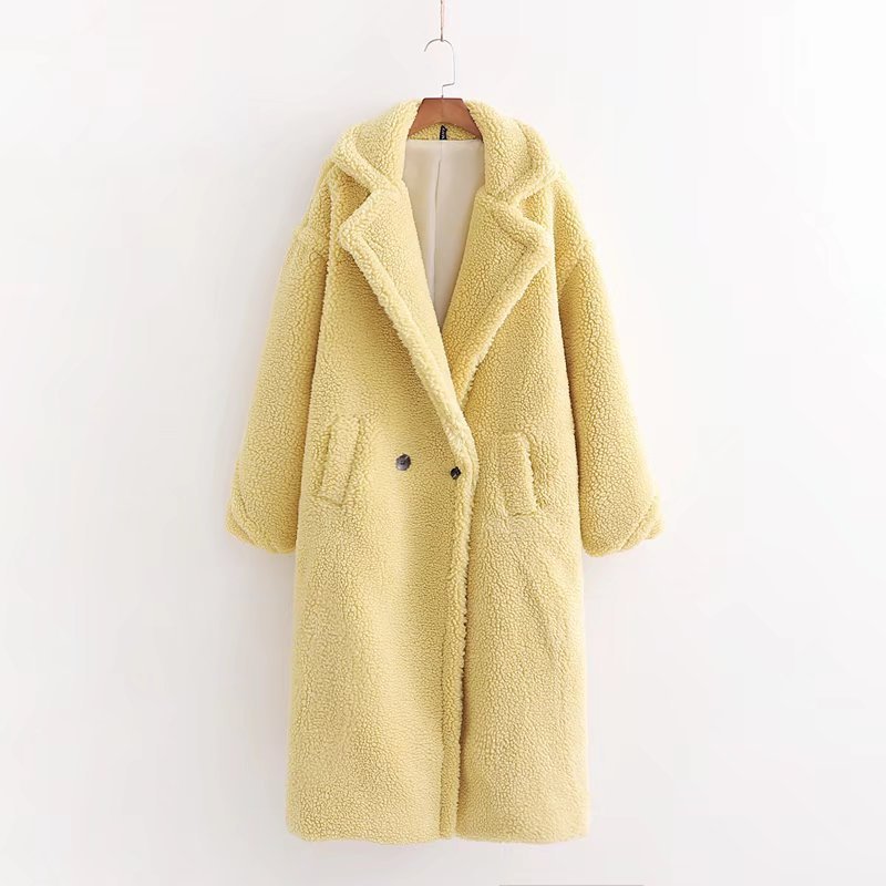 Women's Artificial Teddy Long-sleeved Thickened Thermal Long Coat