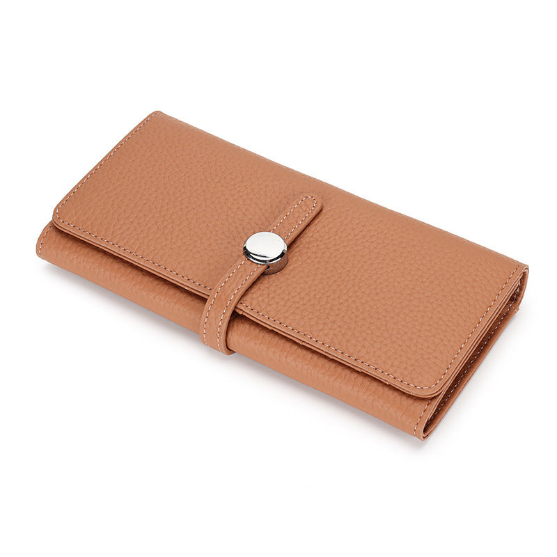 Women's Leather Long Wallet With Large Capacity Folding