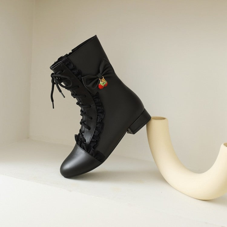 Botas planas con lazo y cordones para mujer Sweet Bow Darling