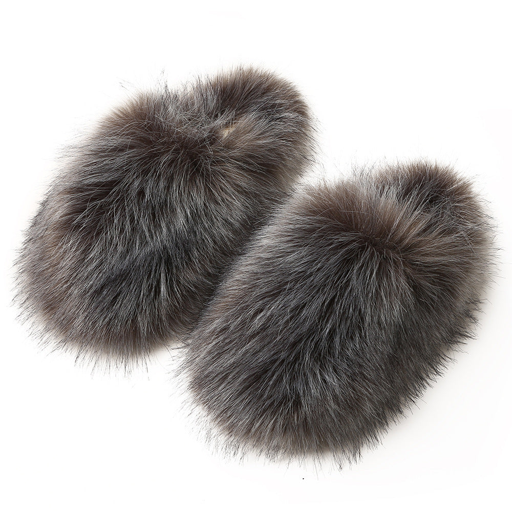 European And American Fluffy Slippers Women's Autumn And Winter Home Fleece-lined Warm Artificial Fur