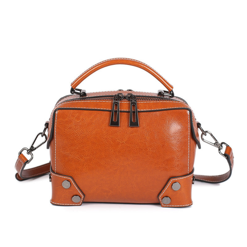 Oil Wax Pure Leather Women's Bag Shoulders