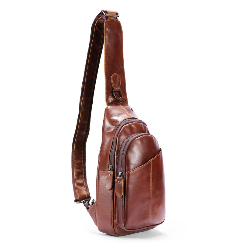 Bolso bandolera de cuero informal de moda para hombre