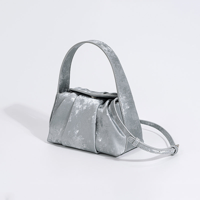 Bolso bandolera retro de piel de vaca satinada para mujer